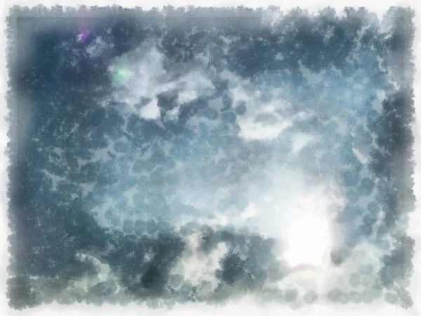 Небо Облака Солнечный Свет Акварель Стиль Иллюстрации Импрессионистская Живопись — стоковое фото