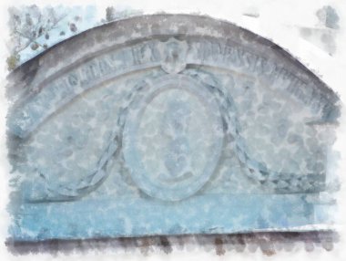 Eski Avrupa mimarisi suluboya resim çizimi.