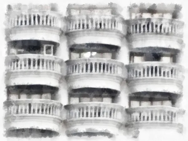 Landschaft Der Gebäude Der Stadt Aquarell Stil Illustration Impressionistische Malerei — Stockfoto