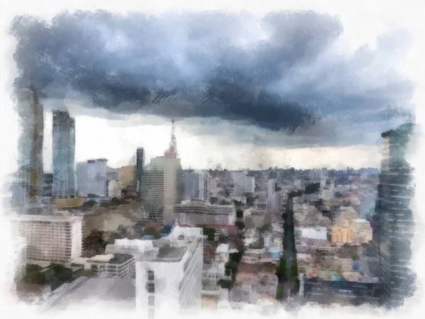 Ландшафт Города Бангкока Можно Увидеть Высокие Здания Улицы Старом Коммерческом — стоковое фото