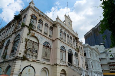 Bang rak  Bangkok Thailand -January 04 2022:Ancient buildings of European architecture in Bang Rak District, Bangkok                       
