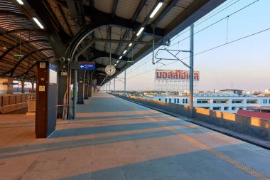 SRT Dark Red Line Bangkok THAILAND-January 07 2022:Dark Red Line Station Rangsit Station.on Bangkok THAILAND-January 07 2034