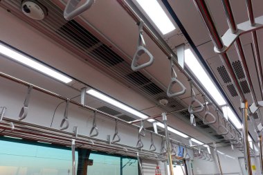 SRT Dark Red Line Bangkok THAILAND-January 07 2022:  The interior of the passenger train of the Dark Red Line.       