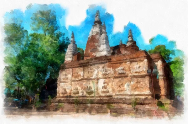 Pozůstatky Starověké Architektury Umění Architektury Umění Severu Thajska Mají Krásné — Stock fotografie