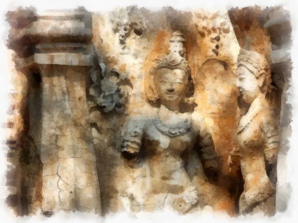 Pozostałości Starożytnej Architektury Sztuki Architektury Sztuki Północy Tajlandii Mają Piękne — Zdjęcie stockowe