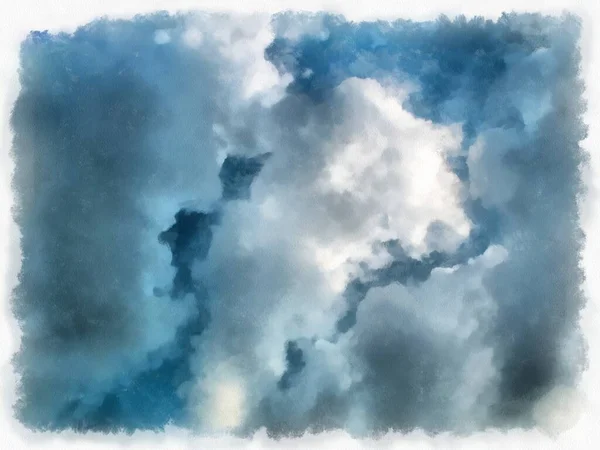 Облака Небо Акварелью Стиль Иллюстрации Импрессионистской Живописи — стоковое фото