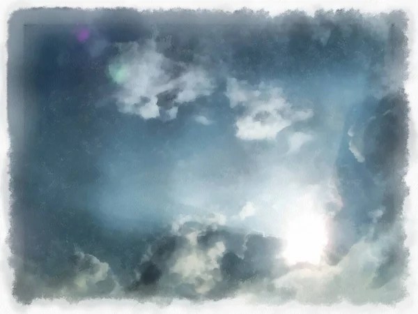 Las Nubes Cielo Acuarela Estilo Ilustración Pintura Impresionista —  Fotos de Stock