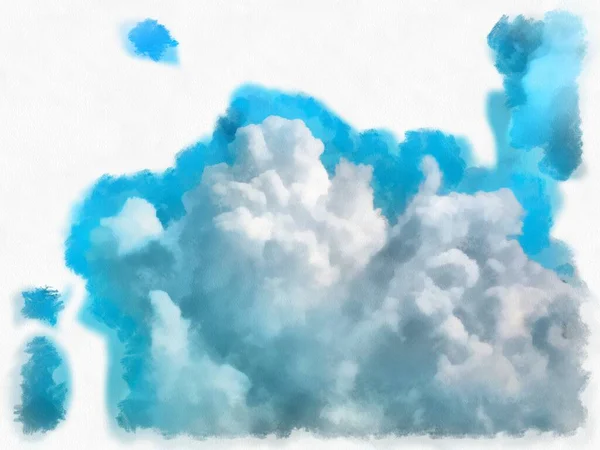 雲と空の水彩画のスタイルの印象派の絵画 — ストック写真