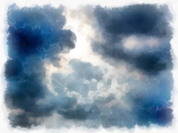 Clouds Sky Sunlight Watercolor Style Illustration Impressionist Painting — Stock Photo, Image