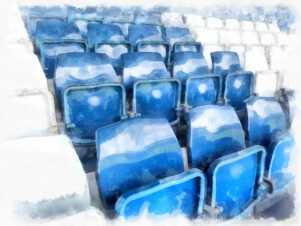 경기장 수채화 스타일의 파란색 스포츠 인상주의 — 스톡 사진