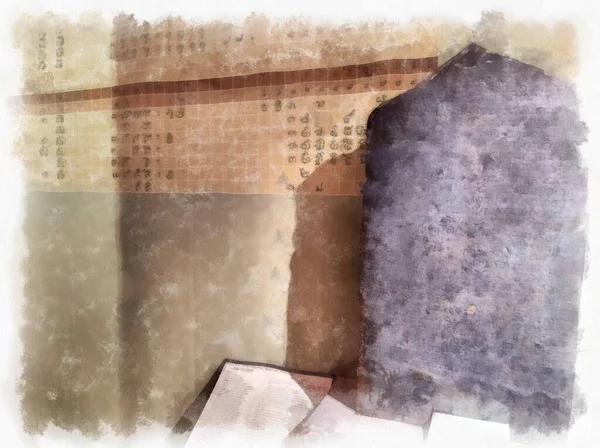 Αρχαία Κειμήλια Ακουαρέλα Εικονογράφηση Ιμπρεσιονιστική Ζωγραφική — Φωτογραφία Αρχείου