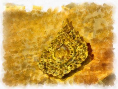 Antik Buda heykeli Luang Pho To ya da Phra Buddha Trai Rattana Nayok stili sanat U-Thong suluboya resim ressamı.