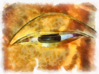 Antik Buda heykeli Luang Pho To ya da Phra Buddha Trai Rattana Nayok stili sanat U-Thong suluboya resim ressamı.