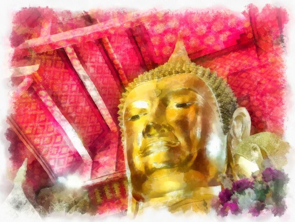 Antigua Estatua Buda Luang Pho Phra Buddha Trai Rattana Nayok — Foto de Stock