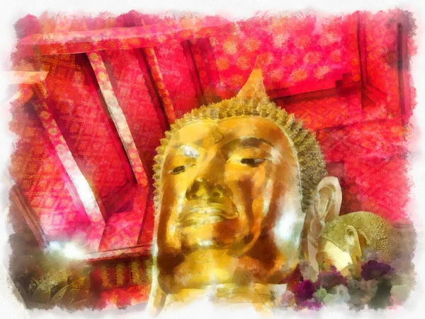 Antiga Estátua Buddha Luang Pho Phra Buddha Trai Rattana Nayok — Fotografia de Stock