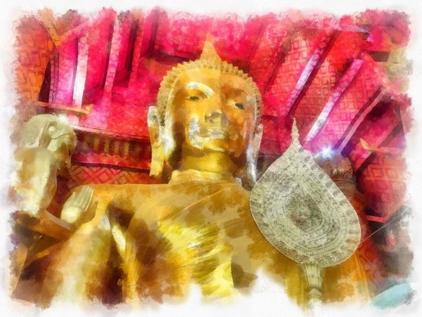 Αρχαίο Άγαλμα Buddha Luang Pho Phra Buddha Trai Rattana Nayok — Φωτογραφία Αρχείου