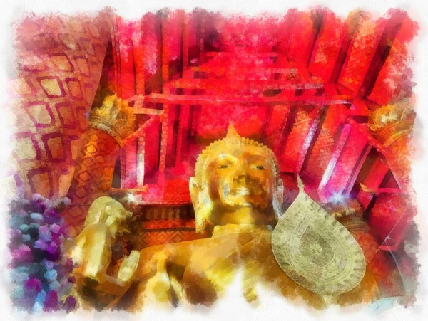 Die Antike Buddha Statue Luang Pho Oder Phra Buddha Trai — Stockfoto