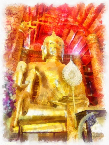 Antiga Estátua Buddha Luang Pho Phra Buddha Trai Rattana Nayok — Fotografia de Stock