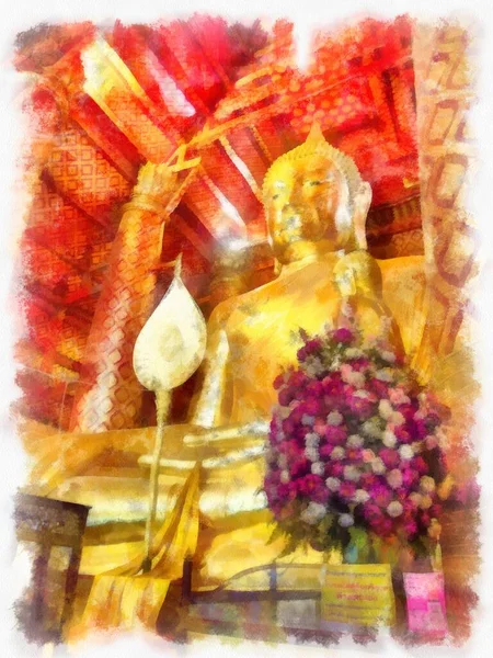 Het Oude Boeddha Standbeeld Luang Pho Phra Buddha Trai Rattana — Stockfoto