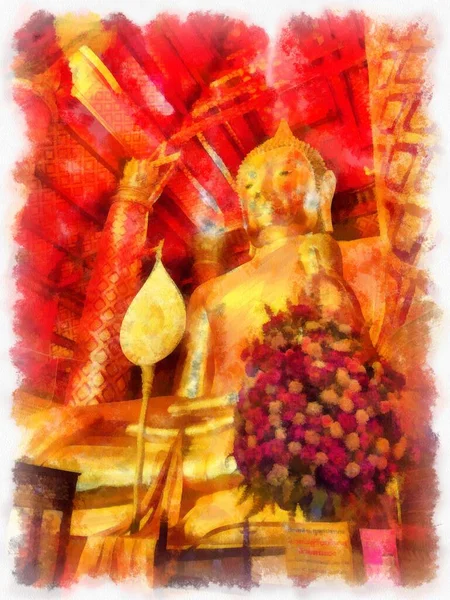 Die Antike Buddha Statue Luang Pho Oder Phra Buddha Trai — Stockfoto