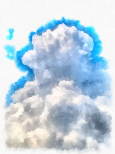 Gökyüzündeki Bulutlar Suluboya Stili Illüstrasyon Empresyonist Resim — Stok fotoğraf