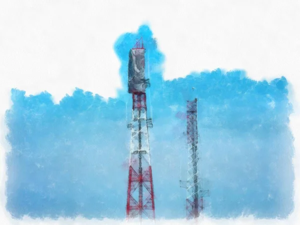 Hög Mast Signal Akvarell Stil Illustration Impressionist Målning — Stockfoto