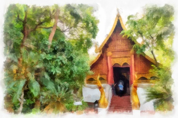 Architectural Landscape Ancient Temples Ancient Art Northern Thailand Illustrations Impressionist — Fotografia de Stock