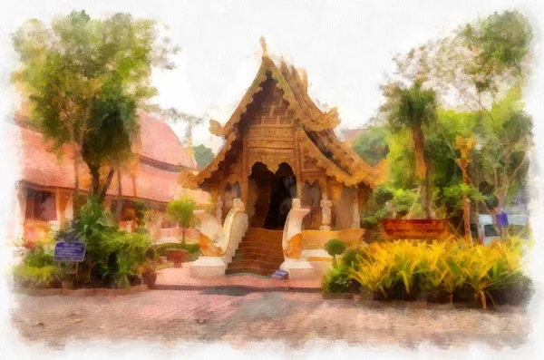 Architectural Landscape Ancient Temples Ancient Art Northern Thailand Illustrations Impressionist — Foto Stock