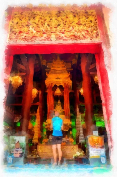 Architectural Landscape Ancient Temples Ancient Art Northern Thailand Illustrations Impressionist — Fotografia de Stock