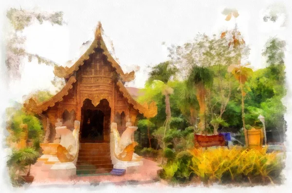 Arsitektur Lanskap Kuil Kuno Dan Seni Kuno Thailand Utara Ilustrasi — Stok Foto