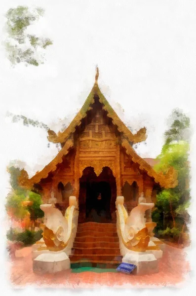 Arsitektur Lanskap Kuil Kuno Dan Seni Kuno Thailand Utara Ilustrasi — Stok Foto