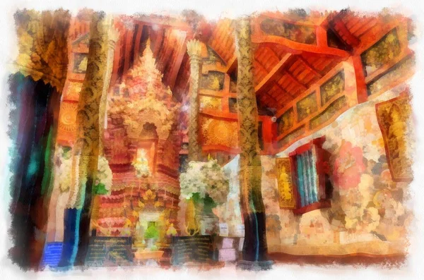 Architectural Landscape Ancient Temples Ancient Art Northern Thailand Illustrations Impressionist — Photo