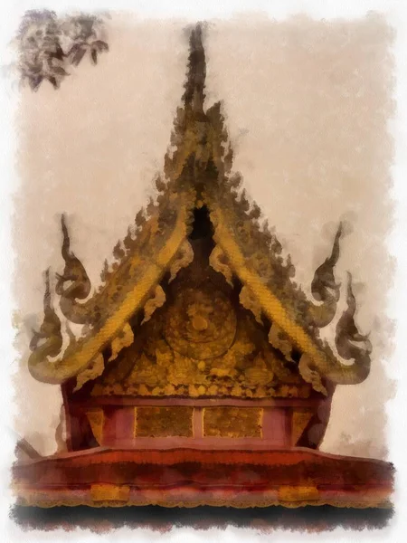 Architectural Landscape Ancient Temples Ancient Art Northern Thailand Illustrations Impressionist — Photo