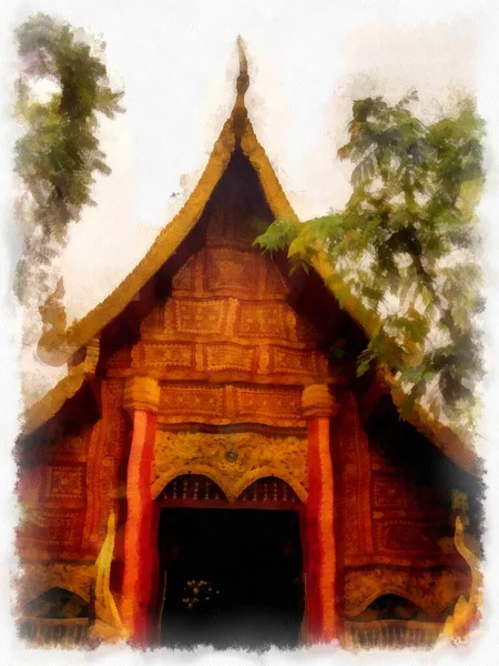 Architectural Landscape Ancient Temples Ancient Art Northern Thailand Illustrations Impressionist — Foto Stock
