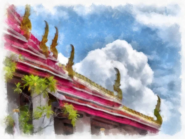 Landscape Ancient Architecture Ancient Art Bangkok Thailand Watercolor Style Illustration — Stock Photo, Image