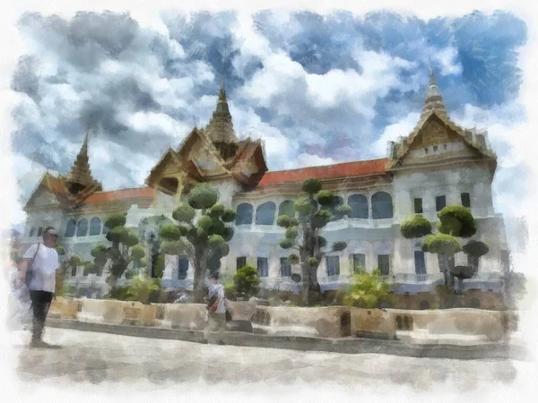 Landschap Van Het Grand Palace Wat Phra Kaew Bangkok Thailand — Stockfoto