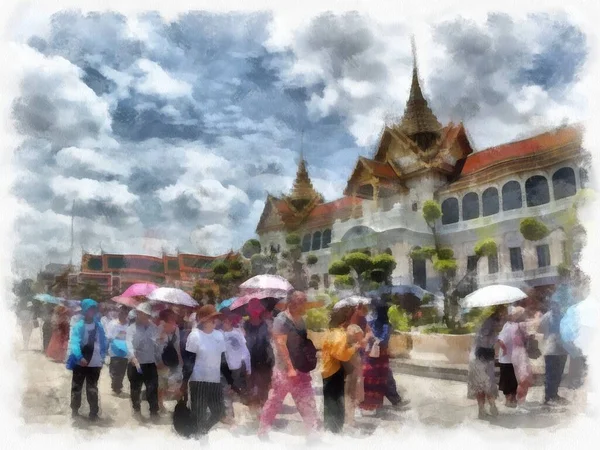 Paesaggio Architettura Antica Arte Antica Nel Grand Palace Wat Phra — Foto Stock