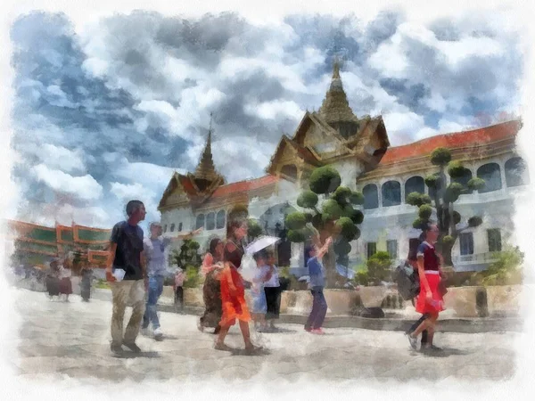 Landscape Ancient Architecture Ancient Art Grand Palace Wat Phra Kaew — Photo