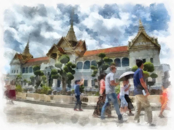 Paesaggio Architettura Antica Arte Antica Nel Grand Palace Wat Phra — Foto Stock