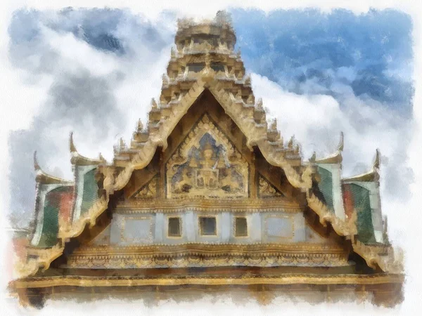 Landscape Ancient Architecture Ancient Art Grand Palace Wat Phra Kaew — стокове фото