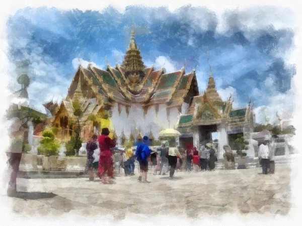 Landscape Ancient Architecture Ancient Art Grand Palace Wat Phra Kaew — Stockfoto