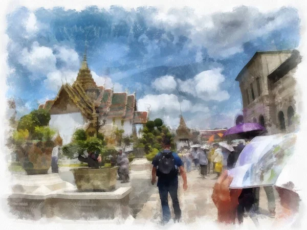 Tájkép Ősi Építészet Ősi Művészet Grand Palace Wat Phra Kaew — Stock Fotó