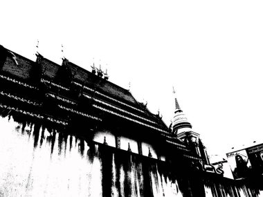 Kuzey Tayland 'daki antik tapınakların mimari manzarası ve antik sanat eserleri..