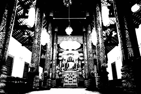 Architectural Landscape Ancient Temples Ancient Art Northern Thailand Black White — Zdjęcie stockowe