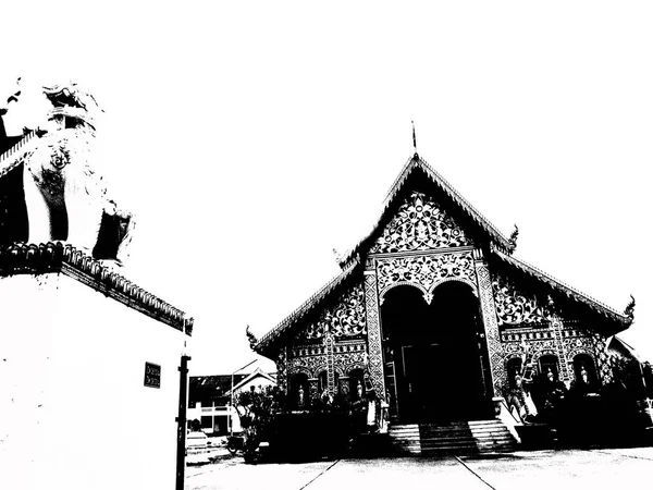 Architectural Landscape Ancient Temples Ancient Art Northern Thailand Black White — Stock Photo, Image