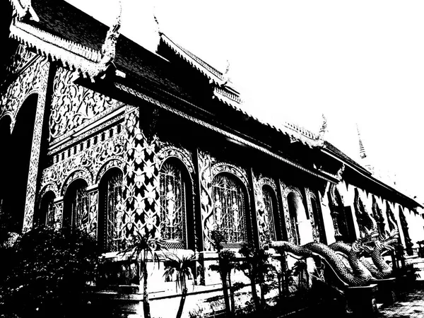 Architectural Landscape Ancient Temples Ancient Art Northern Thailand Black White — стоковое фото