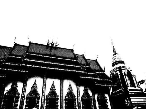 Architectural Landscape Ancient Temples Ancient Art Northern Thailand Black White — Stock Photo, Image