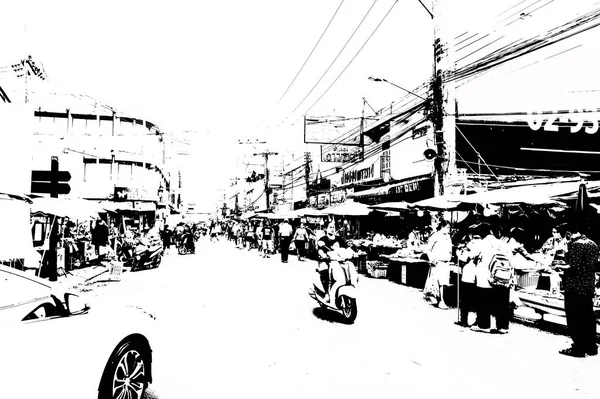 Landschaft Der Geschäftsbezirke Und Märkte Des Stadtzentrums Den Provinzen Thailands — Stockfoto