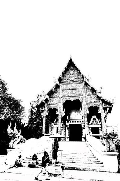 Architectural Landscape Ancient Temples Ancient Art Northern Thailand Black White — Foto de Stock
