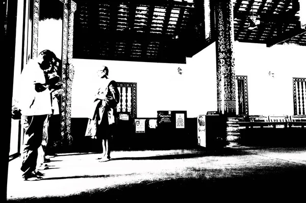 Architectural Landscape Ancient Temples Ancient Art Northern Thailand Black White — Stock Fotó